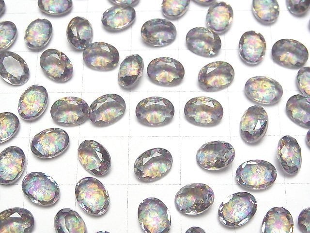 [Video] Doublet Crystal AAA Loose stone Oval Faceted 8x6mm [Green/Splash] 3pcs