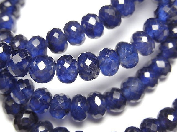 [Video]High Quality! Sapphire AAA- Faceted Button Roundel 6-7.5mm Bracelet