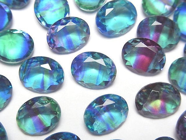 [Video] Doublet Crystal AAA Loose stone Oval Faceted 10x8mm [Light Blue/Stripe] 3pcs