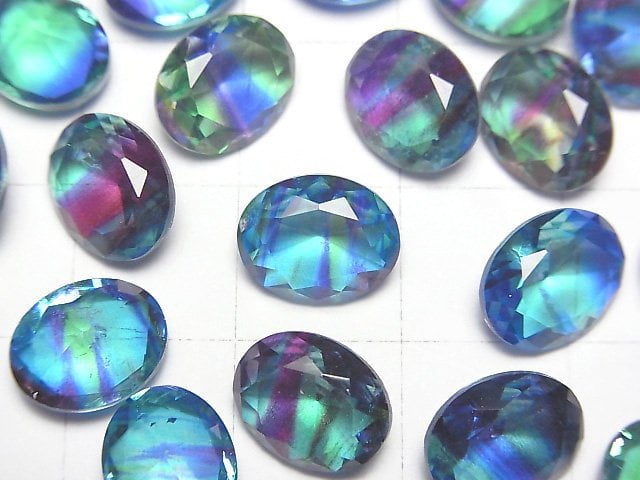 [Video] Doublet Crystal AAA Loose stone Oval Faceted 10x8mm [Light Blue/Stripe] 3pcs