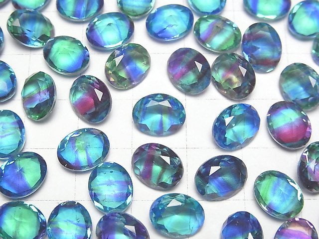 [Video] Doublet Crystal AAA Loose stone Oval Faceted 10x8mm [Light Blue/Stripe] 3pcs