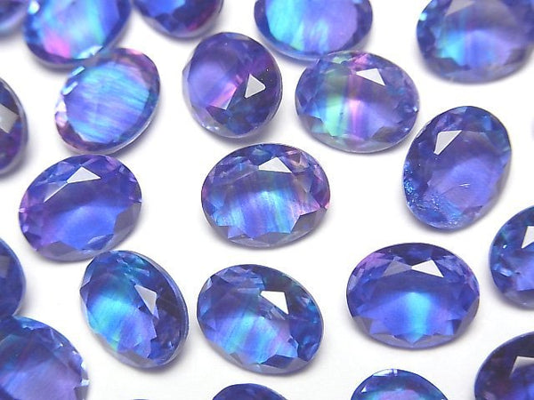 [Video] Doublet Crystal AAA Loose stone Oval Faceted 10x8mm [Blue/Stripe] 3pcs