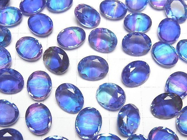 [Video] Doublet Crystal AAA Loose stone Oval Faceted 10x8mm [Blue/Stripe] 3pcs