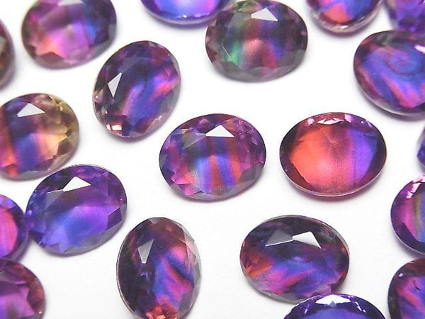 [Video] Doublet Crystal AAA Loose stone Oval Faceted 10x8mm [Purple/Stripe] 3pcs