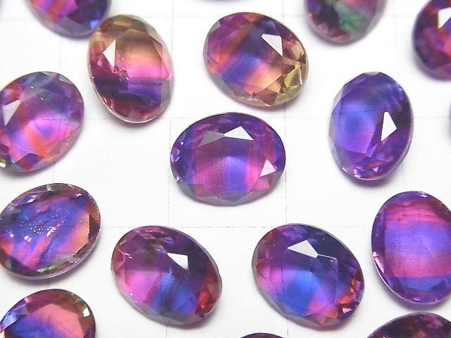 [Video] Doublet Crystal AAA Loose stone Oval Faceted 10x8mm [Purple/Stripe] 3pcs