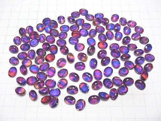 [Video] Doublet Crystal AAA Loose stone Oval Faceted 10x8mm [Purple/Stripe] 3pcs