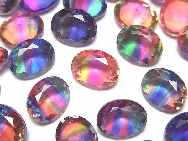 [Video] Doublet Crystal AAA Loose stone Oval Faceted 10x8mm [Vivid color/Stripe] 3pcs