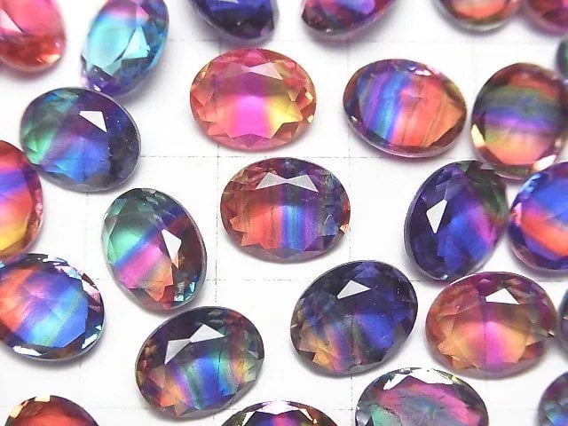 [Video] Doublet Crystal AAA Loose stone Oval Faceted 10x8mm [Vivid color/Stripe] 3pcs