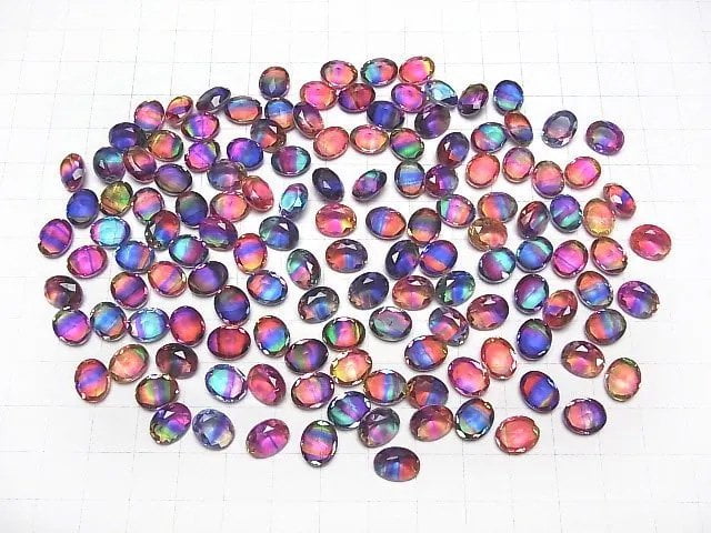 [Video] Doublet Crystal AAA Loose stone Oval Faceted 10x8mm [Vivid color/Stripe] 3pcs