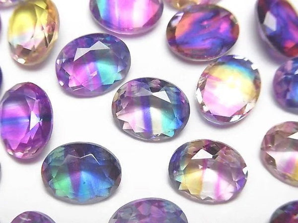 [Video] Doublet Crystal AAA Loose stone Oval Faceted 10x8mm [Pop color/Stripe] 3pcs