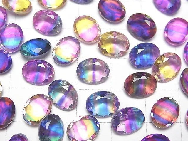 [Video] Doublet Crystal AAA Loose stone Oval Faceted 10x8mm [Pop color/Stripe] 3pcs