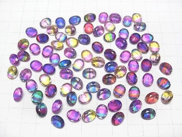 [Video] Doublet Crystal AAA Loose stone Oval Faceted 10x8mm [Pop color/Stripe] 3pcs