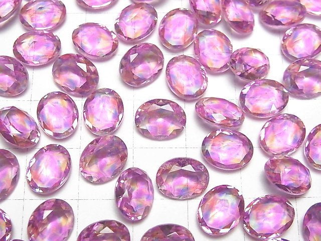 [Video] Doublet Crystal AAA Loose stone Oval Faceted 10x8mm [Pink/Splash] 3pcs