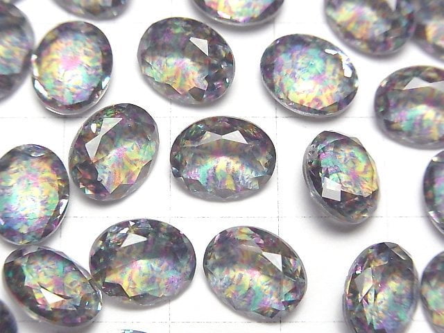 [Video] Doublet Crystal AAA Loose stone Oval Faceted 10x8mm [Green/Splash] 3pcs