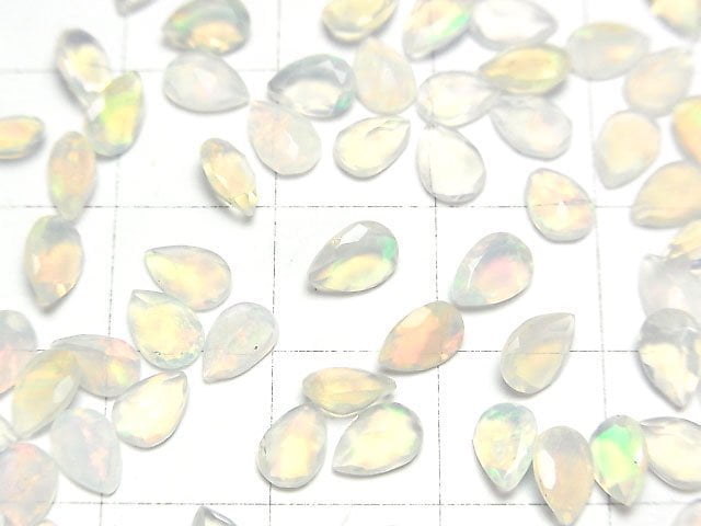 [Video]High Quality Ethiopian Opal AAA Loose stone Pear shape Faceted 6x4mm 5pcs
