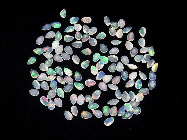 [Video]High Quality Ethiopian Opal AAA Loose stone Pear shape Faceted 6x4mm 5pcs