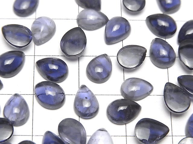 [Video]High Quality Iolite AAA- Pear shape Cabochon 8x6mm 3pcs