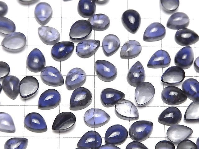 [Video]High Quality Iolite AAA- Pear shape Cabochon 8x6mm 3pcs