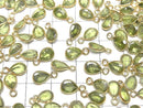 [Video]High Quality Peridot AAA- Bezel Setting Pear shape Faceted 7.5x5.5mm 18KGP 3pcs