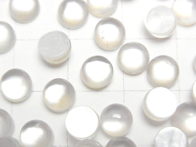 [Video] White Shell x Crystal AAA Round Cabochon 6x6mm 4pcs