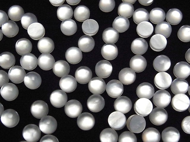 [Video] White Shell x Crystal AAA Round Cabochon 6x6mm 4pcs