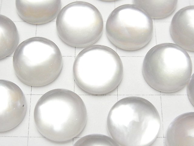 [Video] White Shell x Crystal AAA Round Cabochon 12x12mm 2pcs