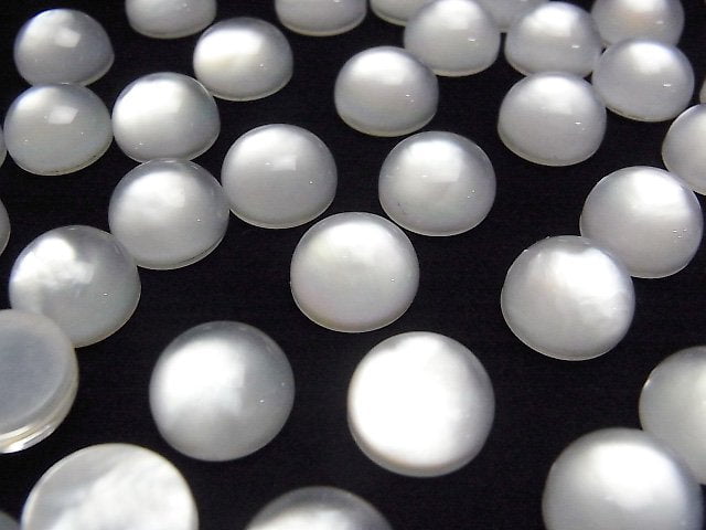 [Video] White Shell x Crystal AAA Round Cabochon 12x12mm 2pcs