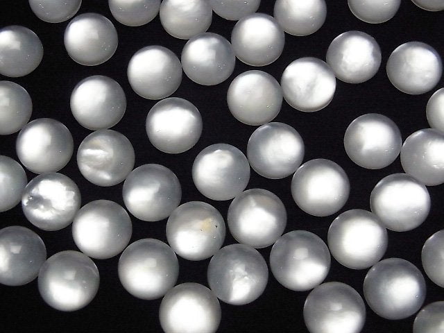 [Video] White Shell x Crystal AAA Round Cabochon 12x12mm 2pcs