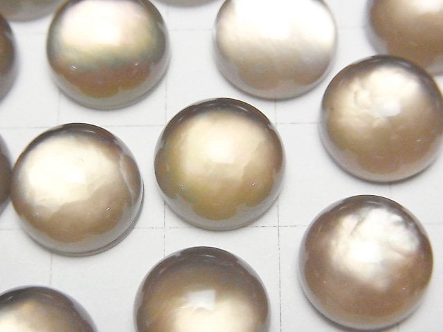 [Video] White Shell x Smoky Quartz AAA Round Cabochon 12x12mm 2pcs