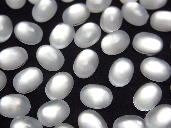 [Video] White Shell x Crystal AAA Oval Cabochon 8x6mm 4pcs