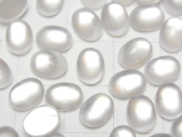 [Video] White Shell x Crystal AAA Oval Cabochon 8x6mm 4pcs