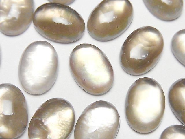 [Video] White Shell x Smoky Quartz AAA Oval Cabochon 14x10mm 2pcs