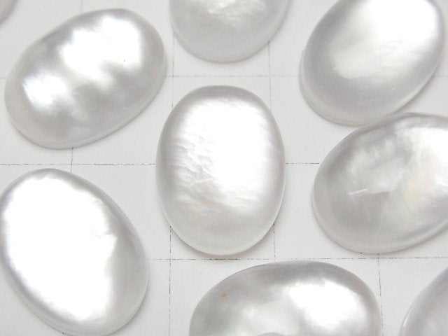 [Video] White Shell x Crystal AAA Oval Cabochon 18x13mm 1pc