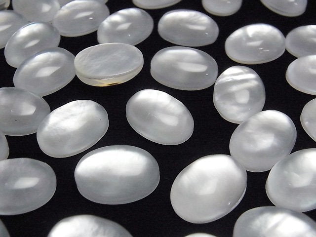 [Video] White Shell x Crystal AAA Oval Cabochon 18x13mm 1pc