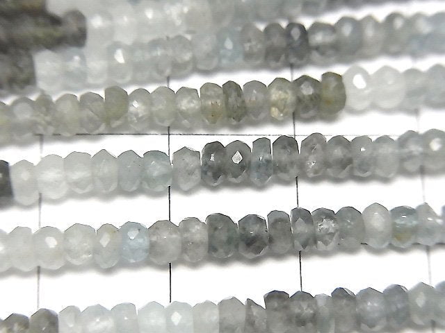 [Video] Moss Aquamarine AA++ Faceted Button Rondelle half or 1strand beads (aprx.13inch/32cm)