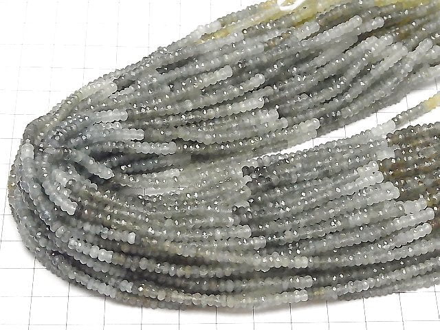 [Video] Moss Aquamarine AA++ Faceted Button Rondelle half or 1strand beads (aprx.13inch/32cm)