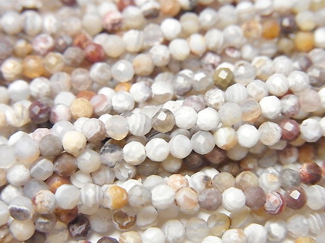 [Video]High Quality! Laguna Lace Agate Faceted Round 2.5mm 1strand beads (aprx.15inch/37cm)