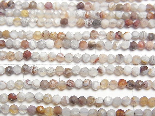 [Video]High Quality! Laguna Lace Agate Faceted Round 2.5mm 1strand beads (aprx.15inch/37cm)