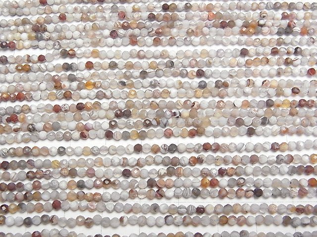 [Video]High Quality! Laguna Lace Agate Faceted Round 2.5mm 1strand beads (aprx.15inch/37cm)