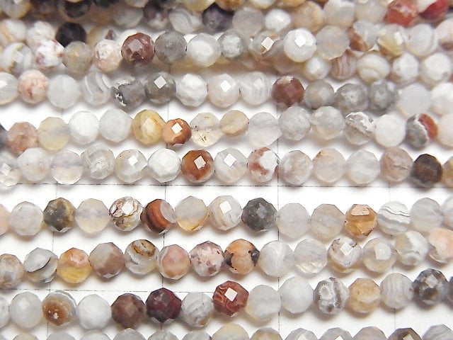 [Video] High Quality! Laguna Lace Agate Faceted Round 3mm 1strand beads (aprx.15inch/37cm)