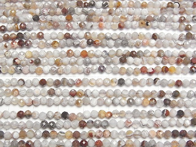 [Video] High Quality! Laguna Lace Agate Faceted Round 3mm 1strand beads (aprx.15inch/37cm)