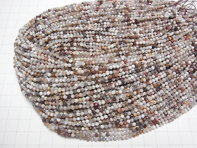 [Video] High Quality! Laguna Lace Agate Faceted Round 3mm 1strand beads (aprx.15inch/37cm)