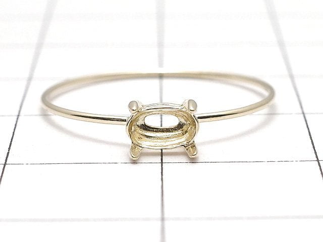 [Video] [Japan] [K10 Yellow Gold] Ring Frame (Prong Setting) Horizontal Oval Faceted for 5x3mm 1pc