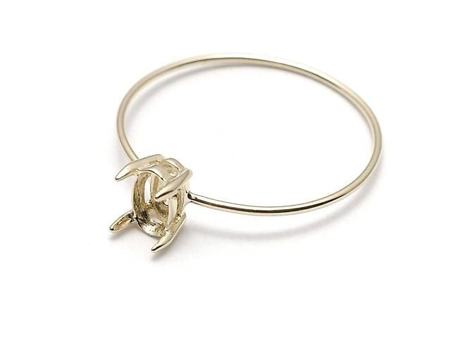 [K10 Yellow Gold] Ring Frame (Prong Setting) for Oval Faceted 5x3mm Rings 1pc [Japan]