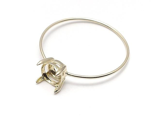 [K10 Yellow Gold] Ring Frame (Prong Setting) Round Faceted 5mm 1pc [Japan]