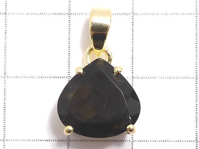 [Video][One of a kind] Moldavite AAA Faceted Pendant 18KGP NO.35