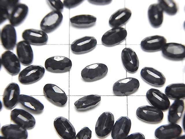 [Video]High Quality Black Sapphire AAA Loose stone Oval Faceted 5x3mm 4pcs