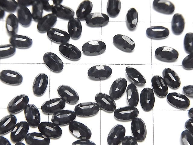 [Video]High Quality Black Sapphire AAA Loose stone Oval Faceted 5x3mm 4pcs