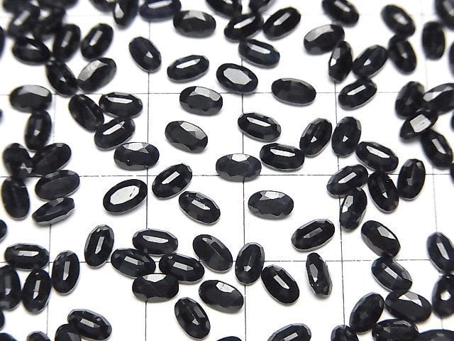 [Video]High Quality Black Sapphire AAA Loose stone Oval Faceted 5x3mm 4pcs