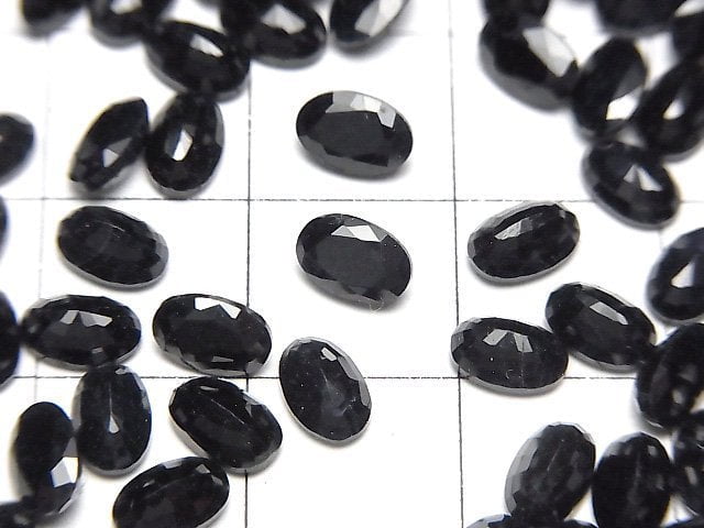 [Video]High Quality Black Sapphire AAA Loose stone Oval Faceted 6x4mm 3pcs